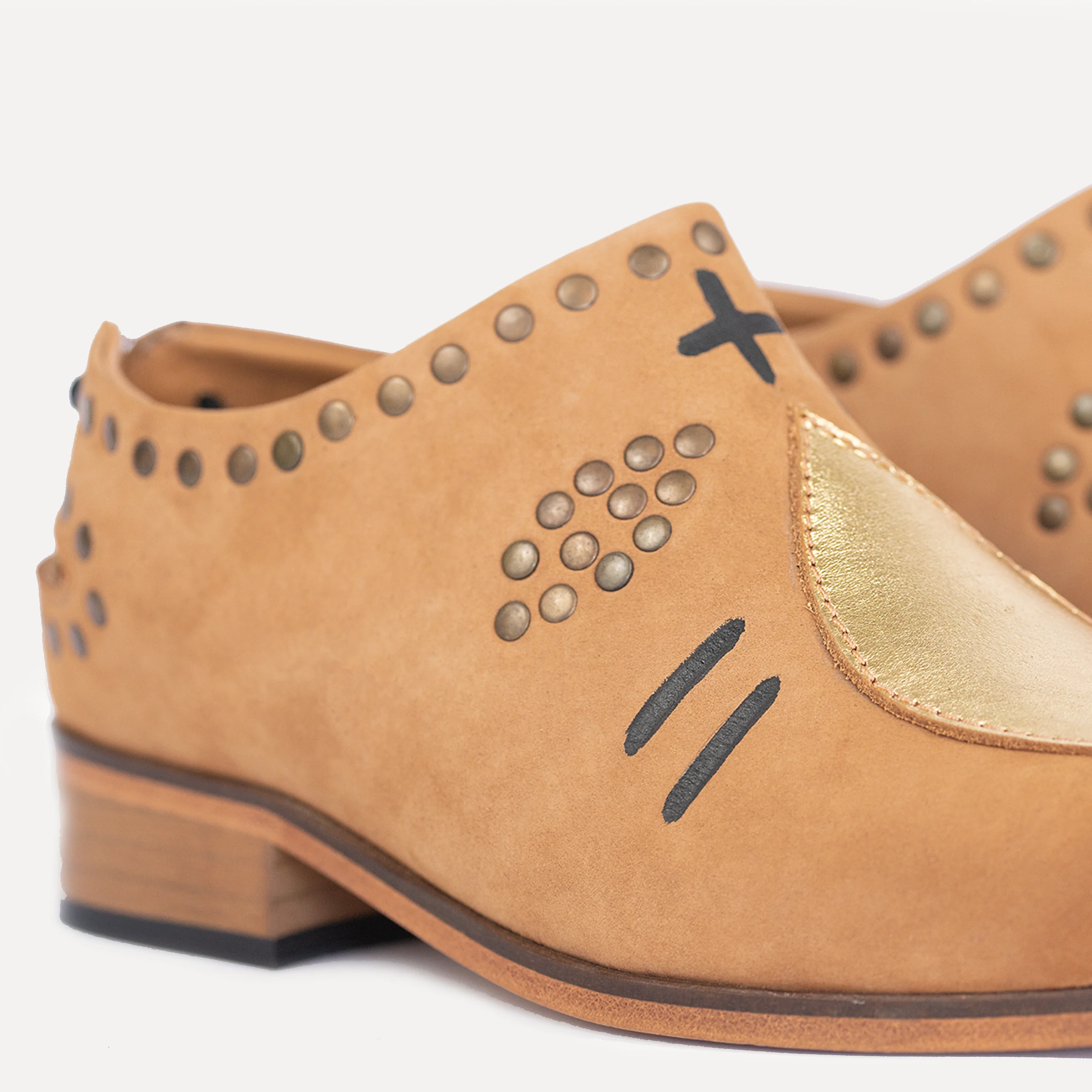 Entrudo | Careto Flat shoes with lace camel - Image 3