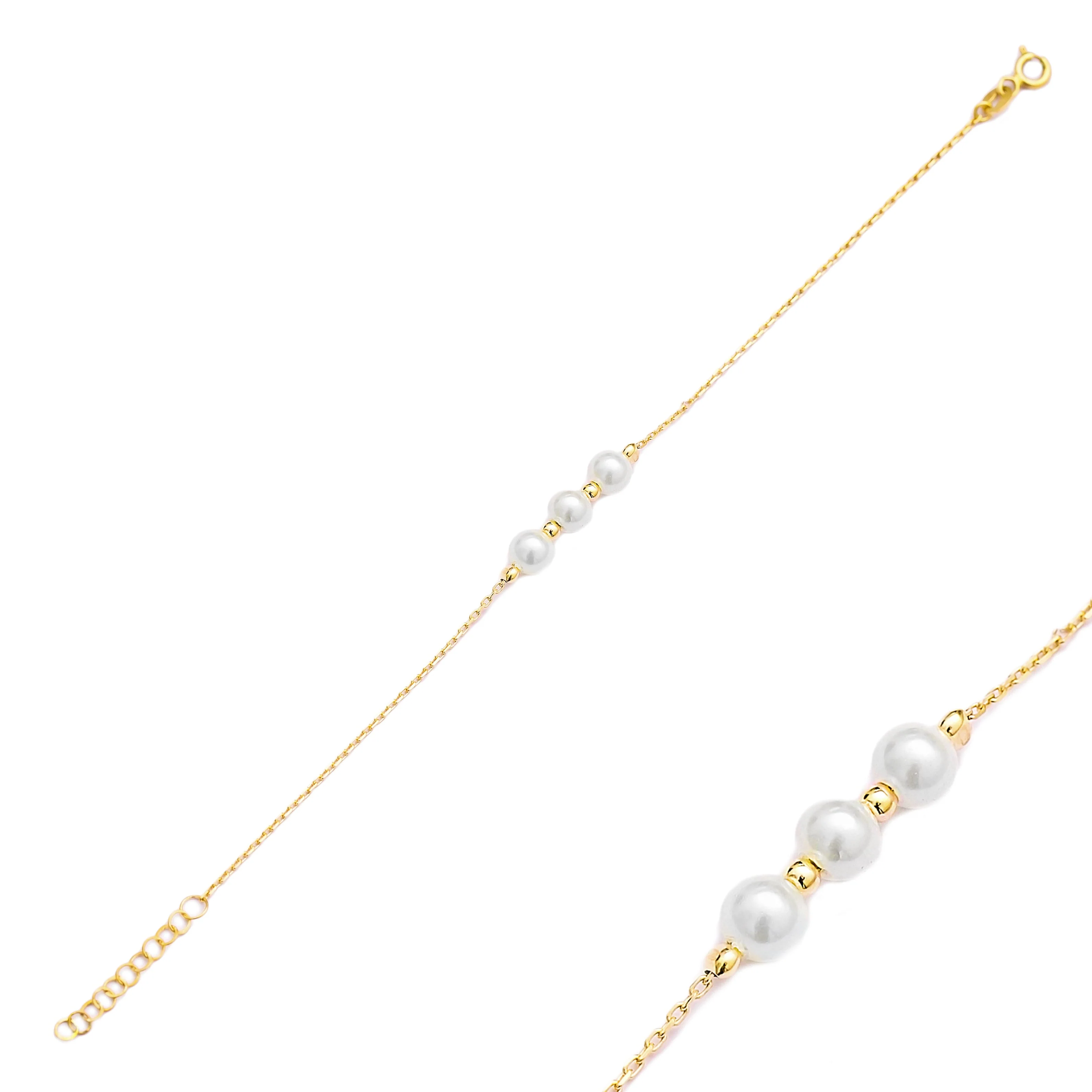 Choosy | Silver Gold Plated Bracelet with Pearls "Pearl" - Image 4
