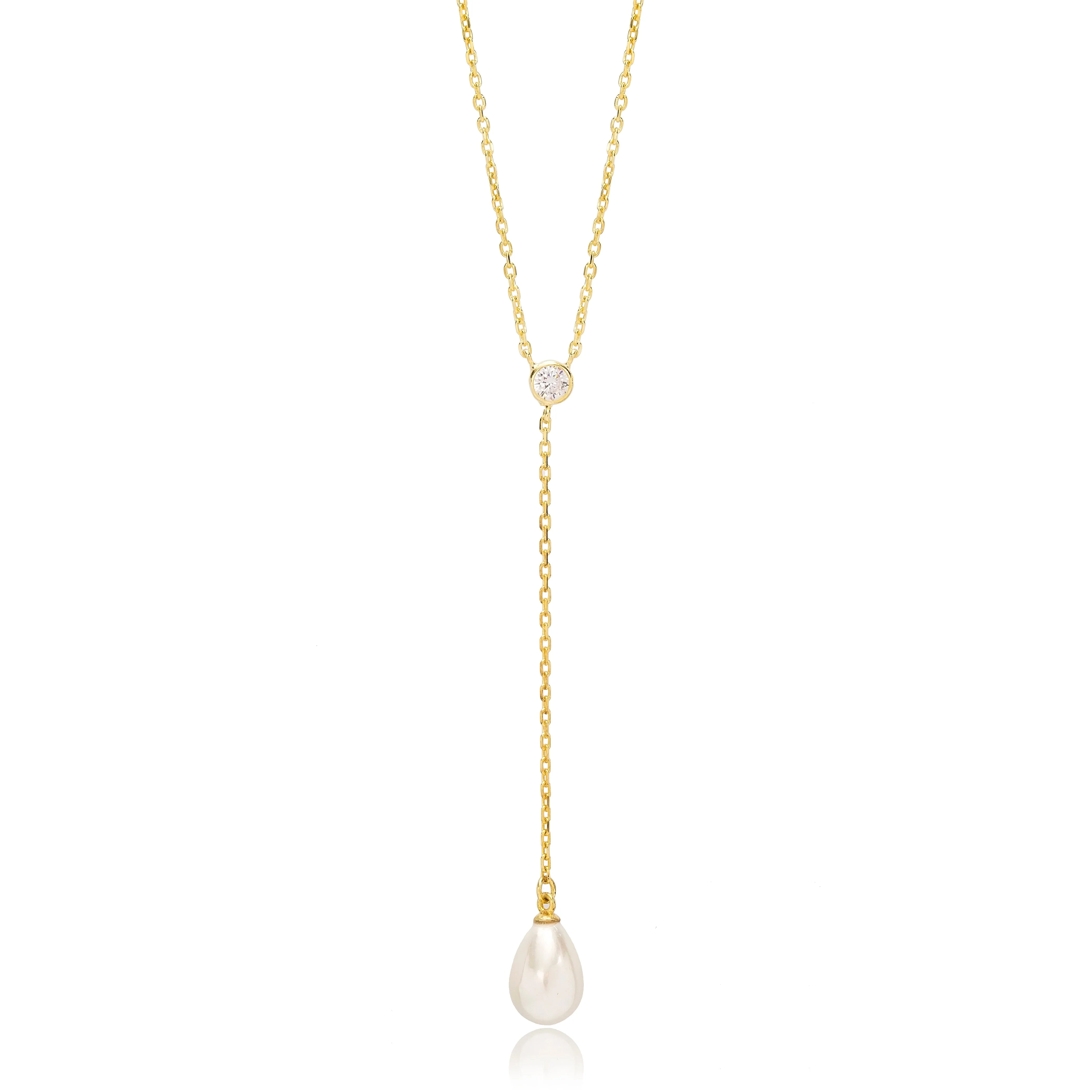 Choosy | Elegance of Pearls Silver Gold Plated Pendant Necklace - Image 3
