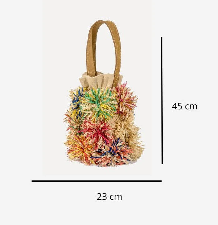 Entrudo | Lalim Bucket Bag with raffia flowers - Image 5