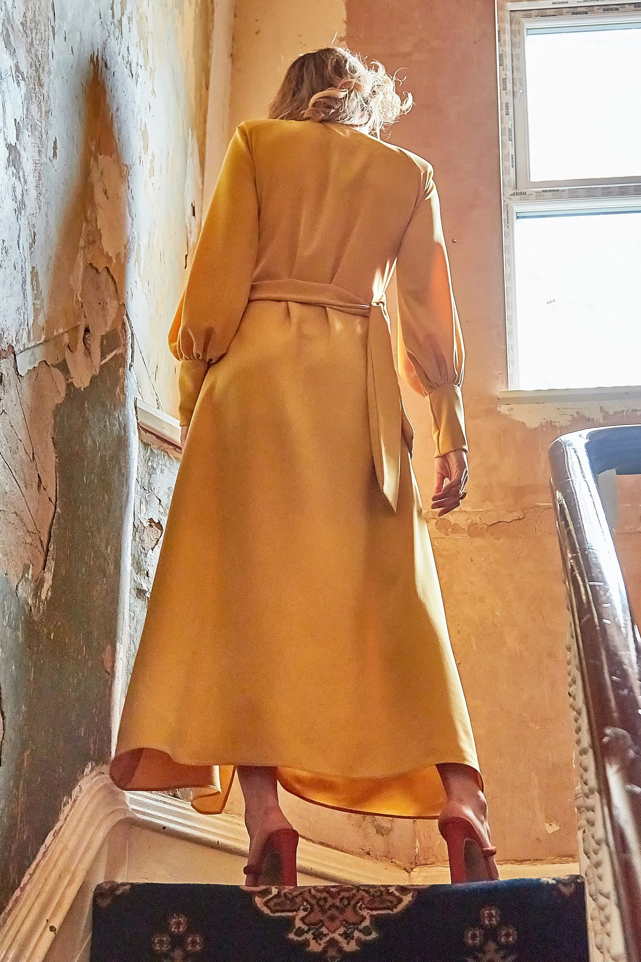 Sarvin | Amber Mustard Wrap Dress - Image 3