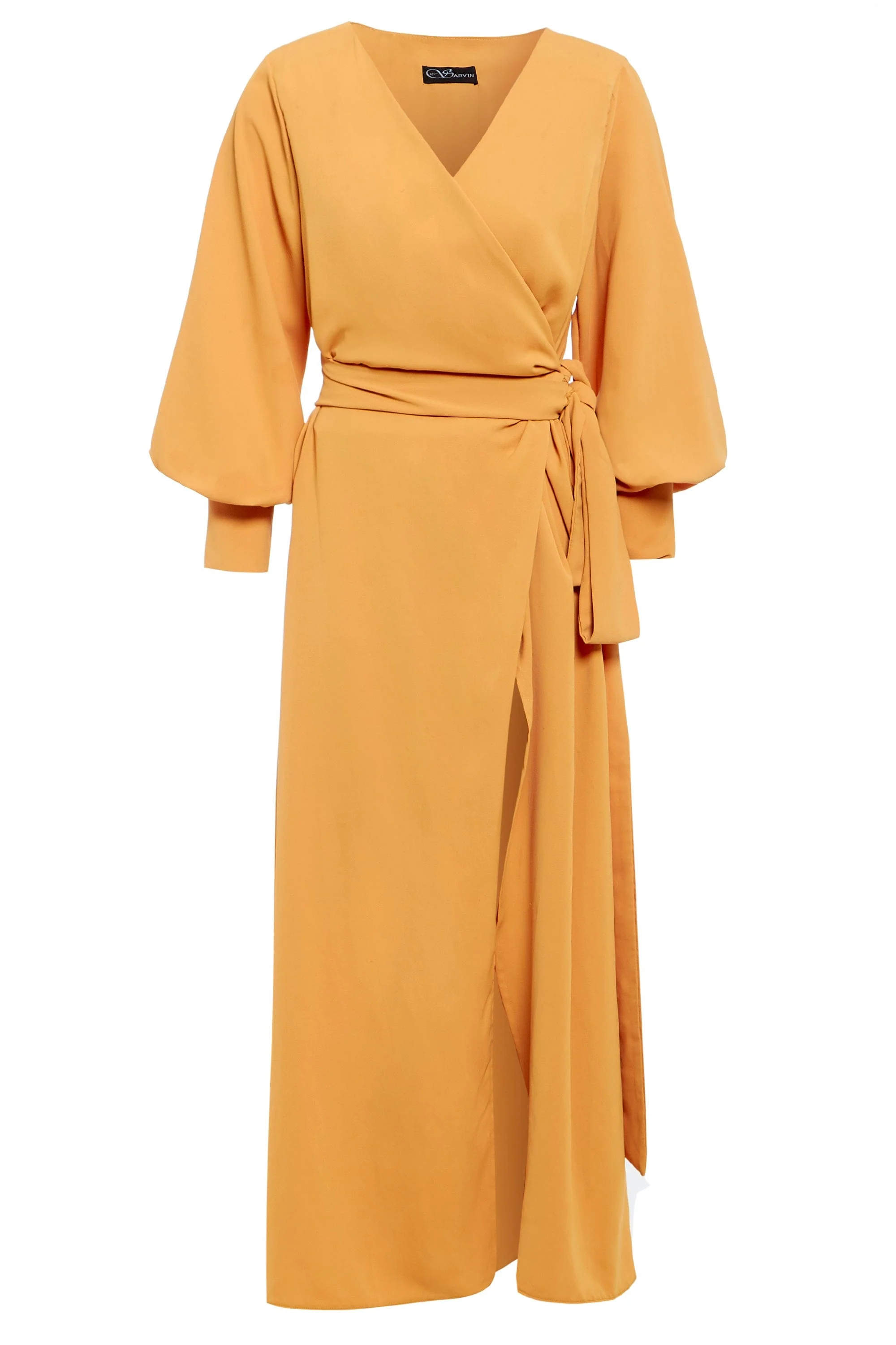 Sarvin | Amber Mustard Wrap Dress - Image 5