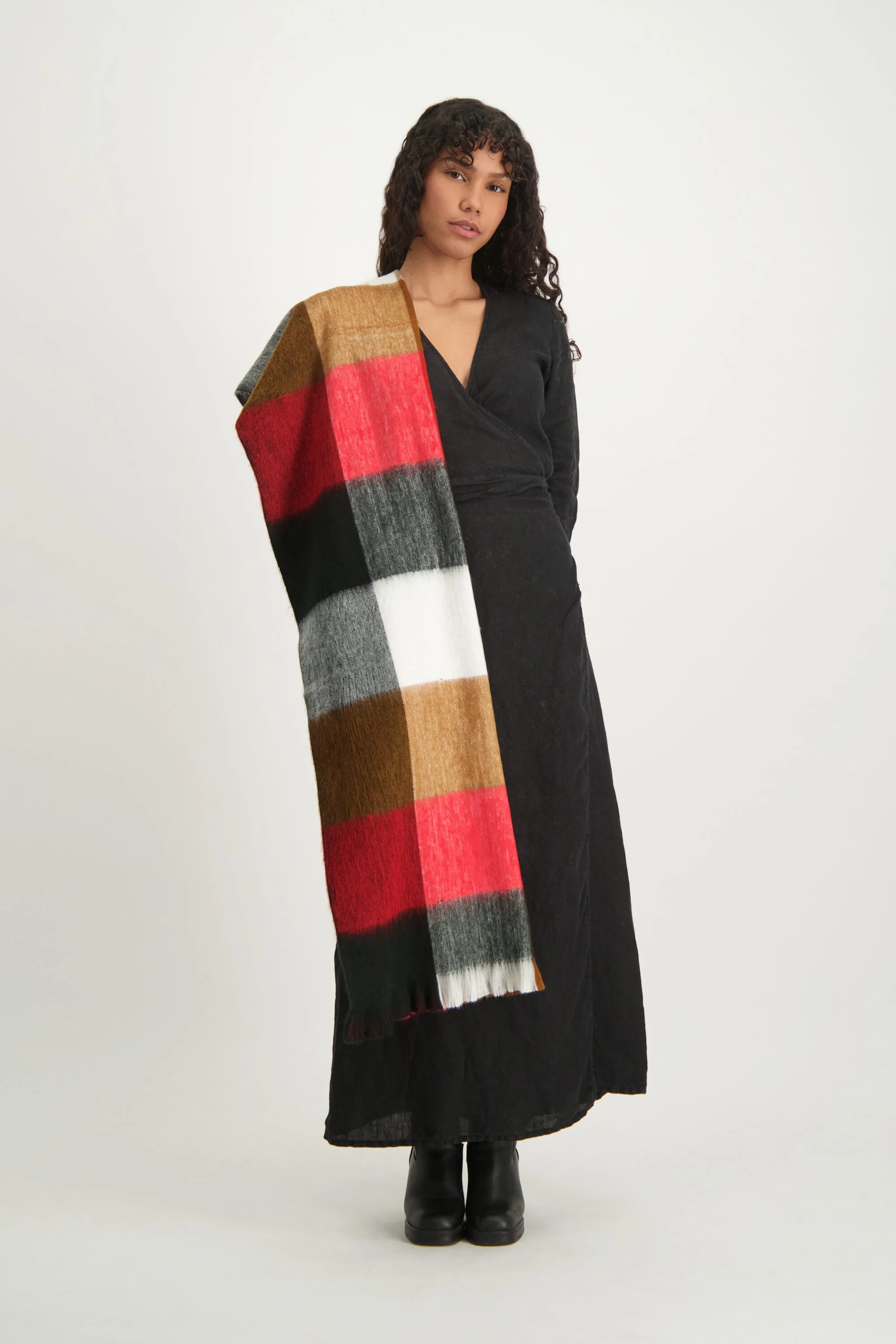 Alpaca Loca | Scarf Blocked Red, Black and Naturals - Image 3