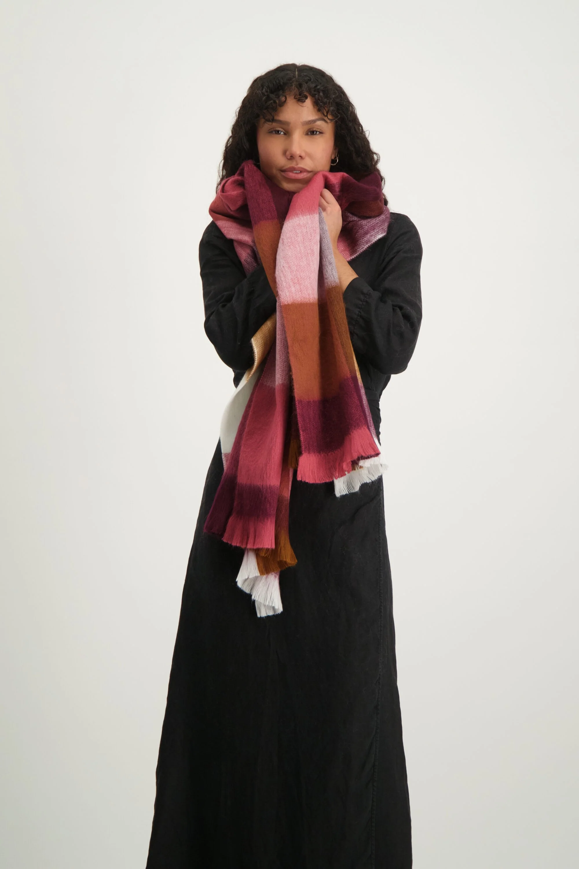 Alpaca Loca | Scarf Blocked Wine Red, Grape and Naturals - Image 3