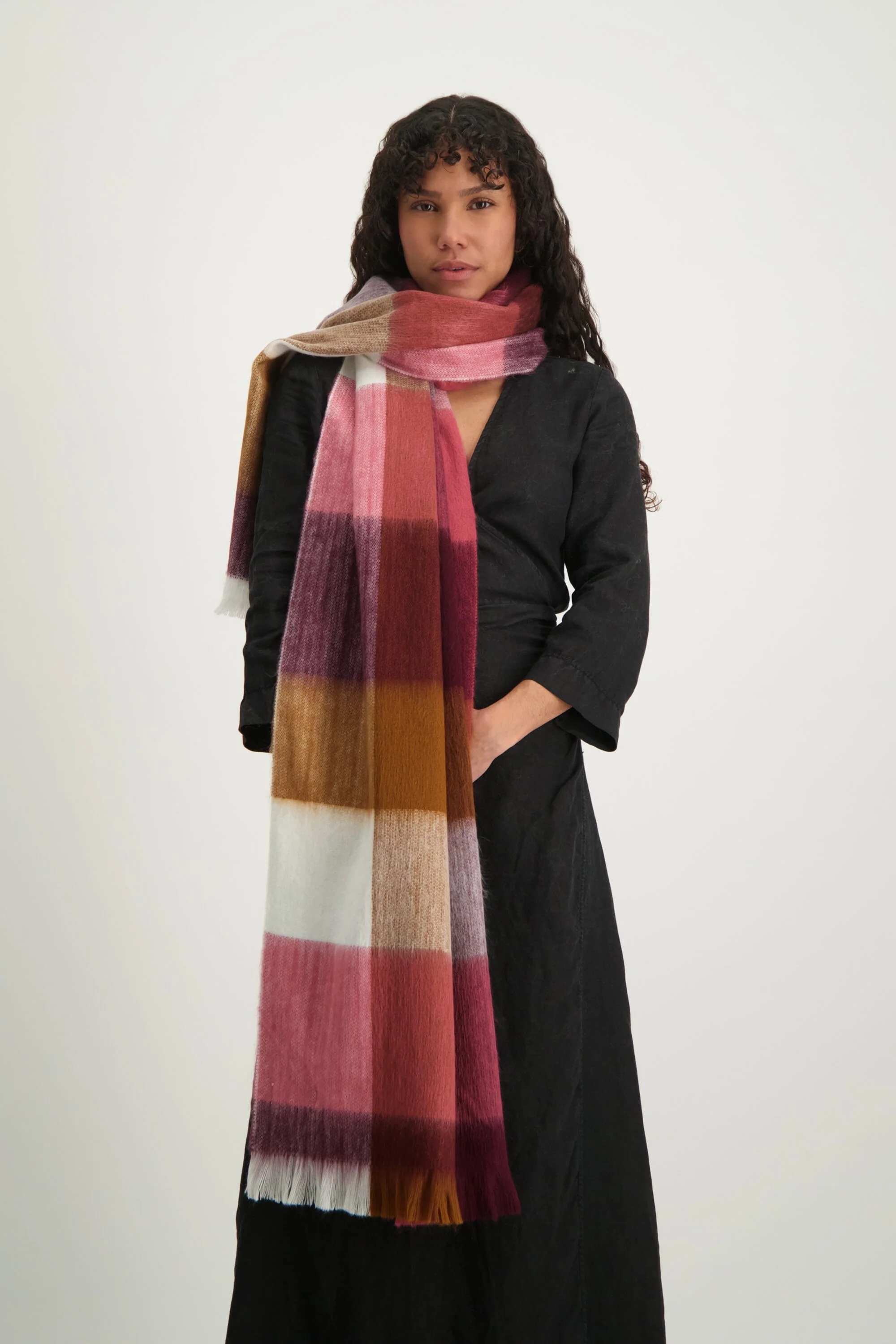 Alpaca Loca | Scarf Blocked Wine Red, Grape and Naturals - Image 4