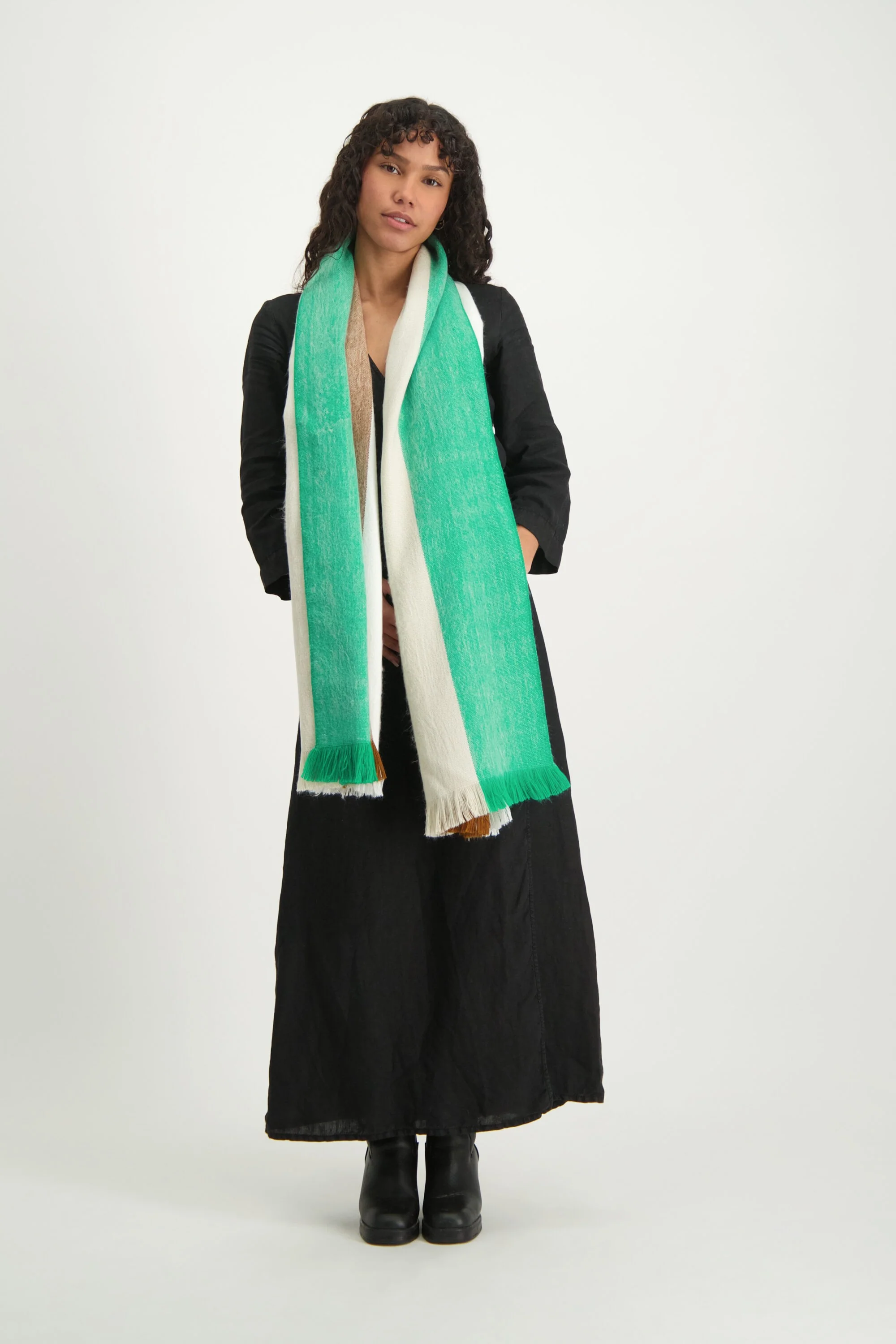 Alpaca Loca | Scarf Striped Botanic Green and Naturals - Image 3