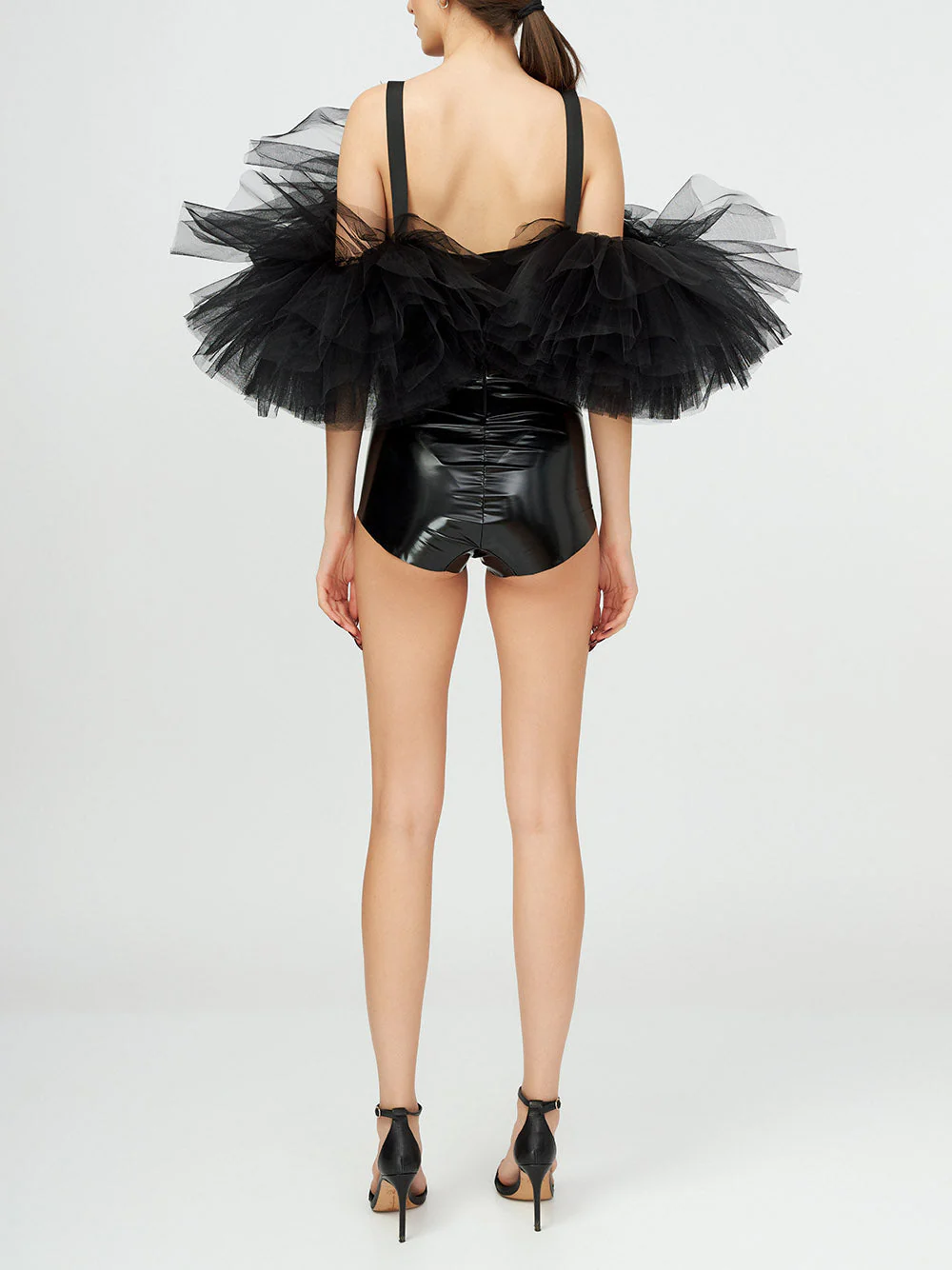 Liaaram | Signature Tulle trimmed Symmetrycal Bodysuit - Image 3